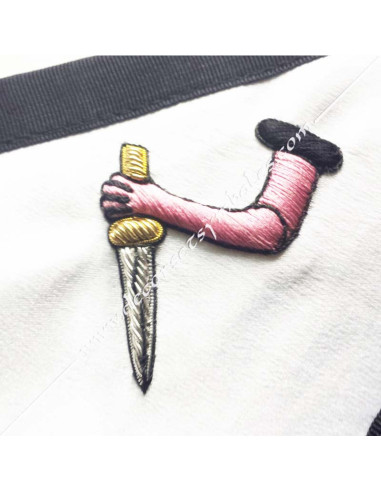 White silky satin Masonic apron for the Master of the Ninth