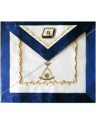 Embroidery: compass and ruler with sun and slab with its