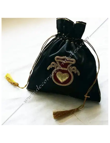 Tronc maçonnique de bienfaisance Satin noir, broderie cœur
