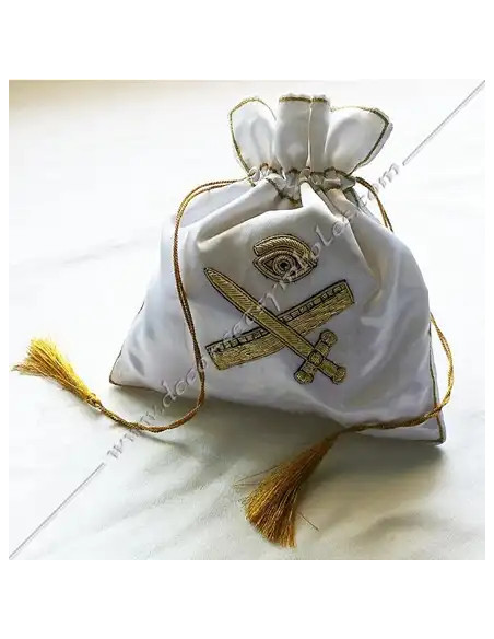 Sac à propositions maçonnique en satin blanc Broderies