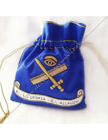Masonic Propositions bag in blue silky satin with crossed