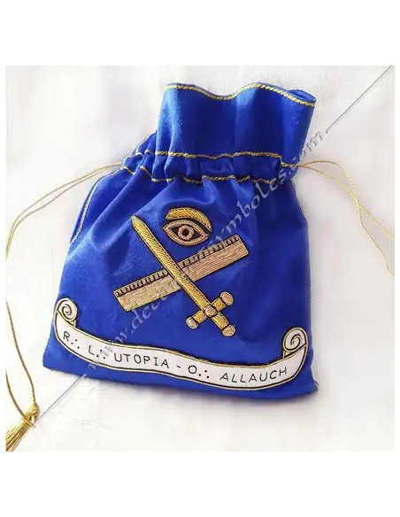 Masonic Propositions bag in blue silky satin with crossed