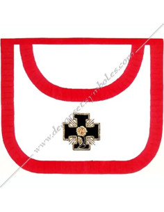 Broderies : croix potencée et rose avec une feuille