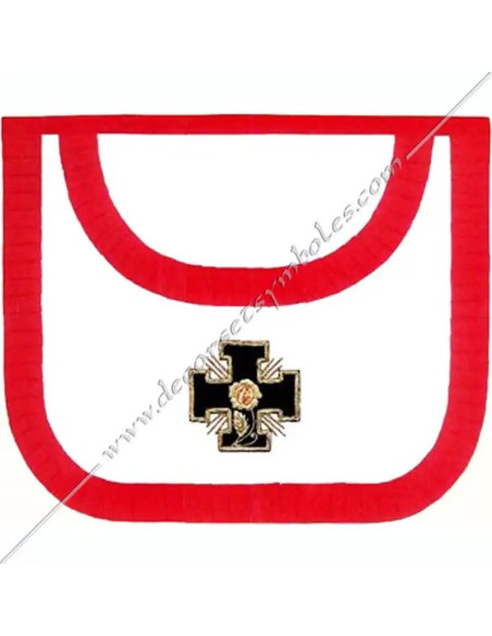 Broderies : croix potencée et rose avec une feuille