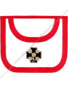 Broderies : croix potencée et rose avec une feuille