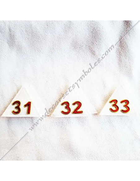 Set de 3 Triangoli maçonniques 31, 32 e 33 brodés