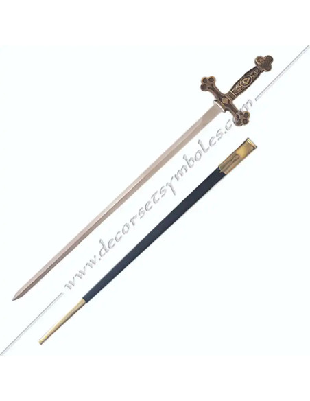 Épée maçonnique droite tréflée en acier avec fourreau 85 cm