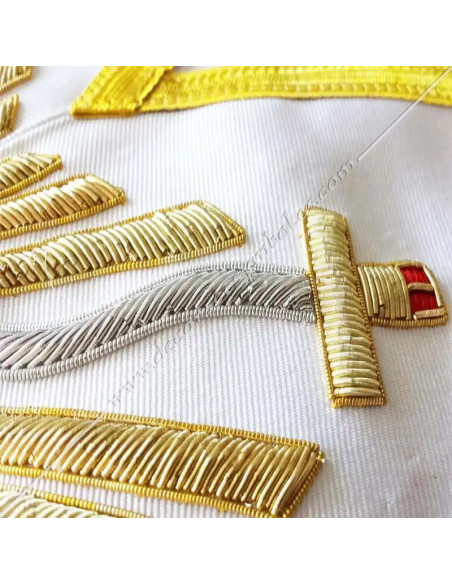 Freimaurerkette aus weißem, gold eingefasstem Moiréband
