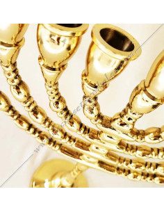 Candelabro massonico a 9 bracci in ottone dorato per
