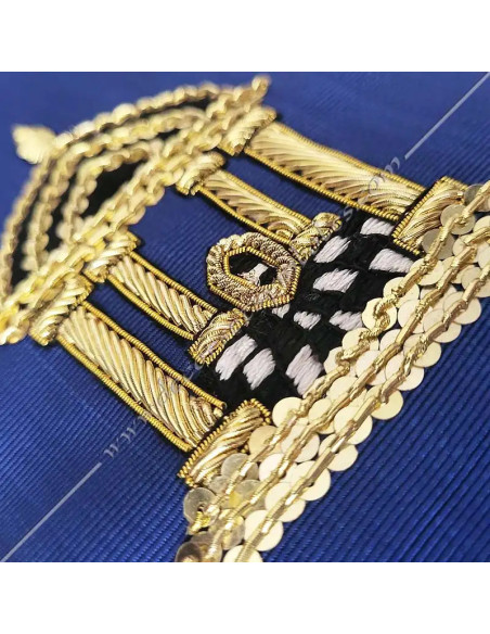 Royal blue moiré ribbon Masonic scarf or harness
