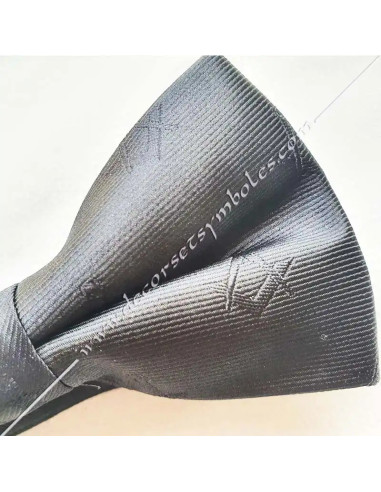 Black Bow Tie with Black Square and Compass - Ties and Bow Ties - NDS 020