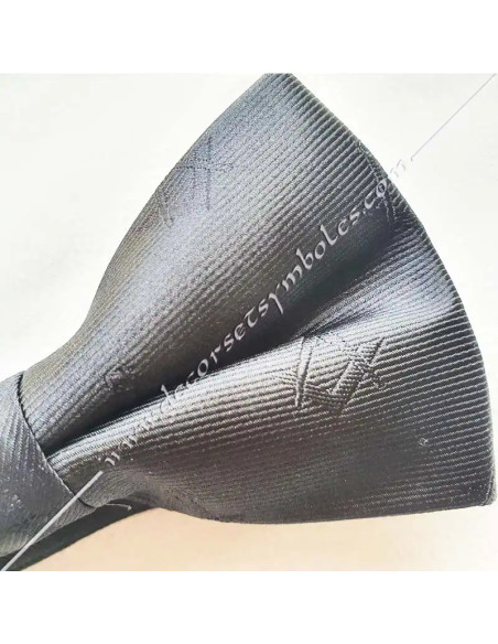 Black Bow Tie with Black Square and Compass - Ties and Bow Ties - NDS 020