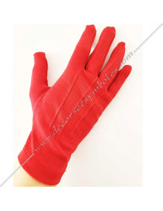 Red Cotton 3 Rib Gloves Maconic Gloves