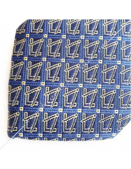 Masonic tie in 100% polyester blue silk fabric with
