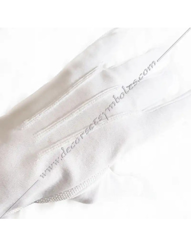 Gants maçonniques blanco en Algodón lourd y Lycra con