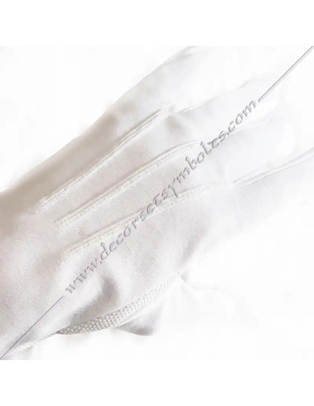 Gants maçonniques blanco en Algodón lourd y Lycra con