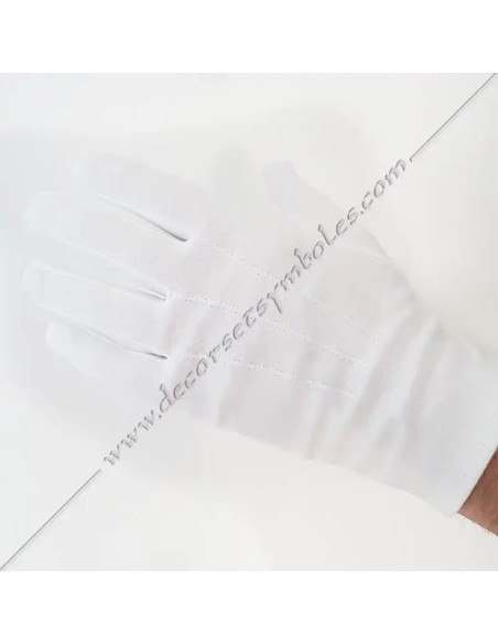White Masonic gloves made of high quality cotton (80%)