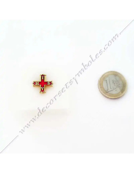 IVHS Cross Masonic pin gilded with fine gold and enamelled