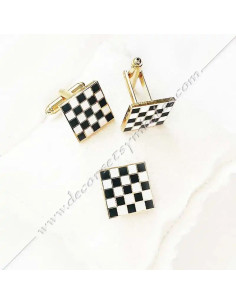 Set Mosaic PAving Cufflinks and Pin Masonic Jewels