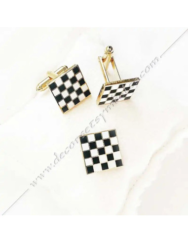 Parure Maçonnique Pavé Mosaïque Boutons de Manchette