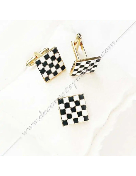 Parure Maçonnique Pavé Mosaïque Boutons de Manchette