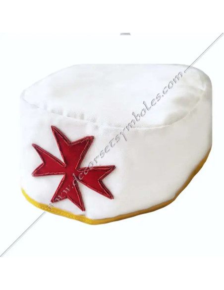 White Masonic Headdress CBCS with Red Cross Pattee RER