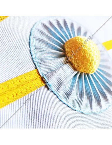 Ruban moiré bleu ciel (11 cm), broderies maçonniques