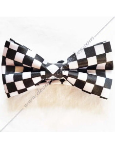 Black and white masonic bow tie with mosaic paving pattern