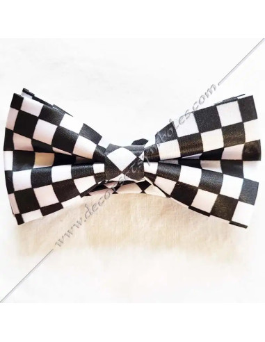 Papillon massonico nero e bianco con motivi di pavimento