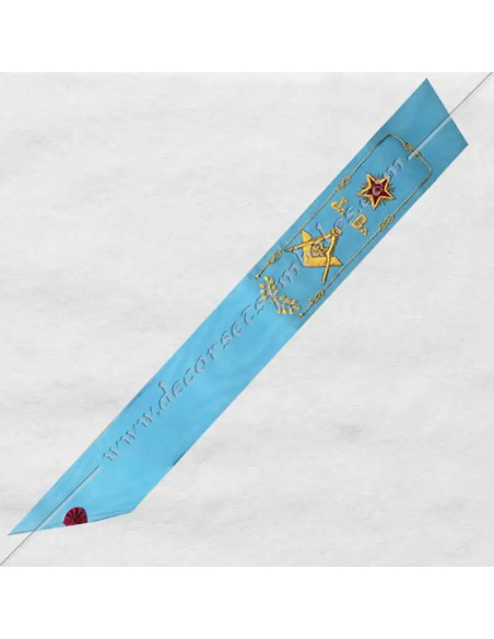 BRF005B-cords-sashes-ribbons-masonic-french-rites-groussier-turquoise-decorations-symbols-fm