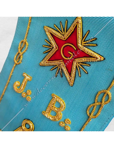 BRF005B-cords-sashes-ribbons-masonic-french-rites-groussier-turquoise-decorations-fm-symbols