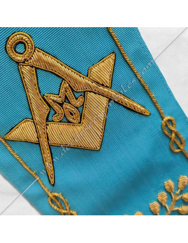 BRF005B-cords-sashes-ribbons-masonic-french-rites-groussier-fm-turquoise-decorations-symbols