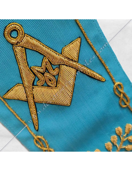 BRF005B-cordons-baudriers-rubans-maconniques-rites-francais-groussier-fm-turquoises-decors-symboles