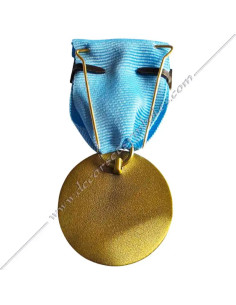 Medalla masónica de logia color bronce con cinta azul cielo