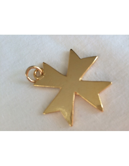 pendentif croix templière, bijou maconnique or émaillé rouge. Décors et cadeaux de franc maconnerie
