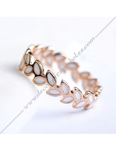 Bague Acacia Email Blanc ou Noir Bijoux Maconniques