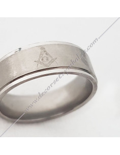 Chromed Square & Compass Ring - Masonic Jewellery - BFM 040 2