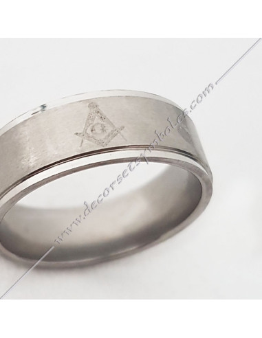 Chromed Square & Compass Ring - Masonic Jewellery - BFM 040