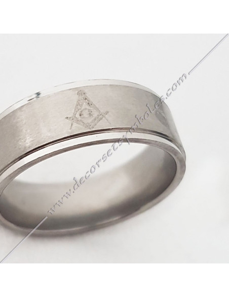 Chromed Square & Compass Ring - Masonic Jewellery - BFM 040