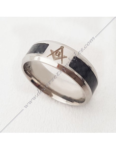 Steel and Resin Square & Compass Ring - Masonic Jewellery - BFM 050
