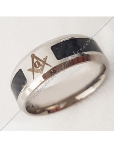 Steel and Resin Square & Compass Ring - Masonic Jewellery - BFM 050 2