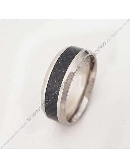 Steel and Resin Square & Compass Ring - Masonic Jewellery - BFM 050