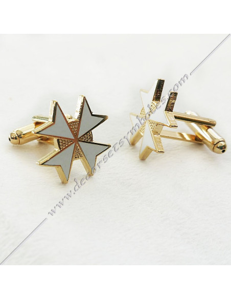 boutons-de-manchettes-maconniques-croix-de-malte-blanc-decors-cadeaux-bijoux-franc-maconnerie- symboles-francs-macons-fm