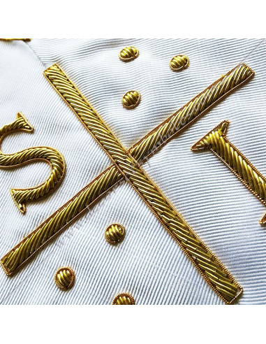 Masonic collar made on white moiré (watermark) ribbon with 0