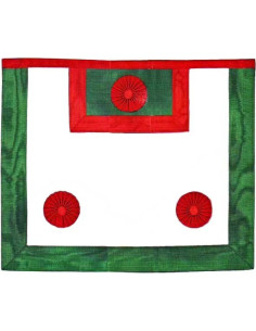 Bavette rectangulaire en ruban moiré vert et bordures rouge