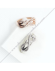 Bague Infini + Strass Symbole Lac Amour Bijoux Maconniques