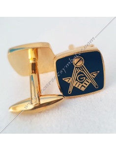 Masonic cufflinks square and compass Gold on black