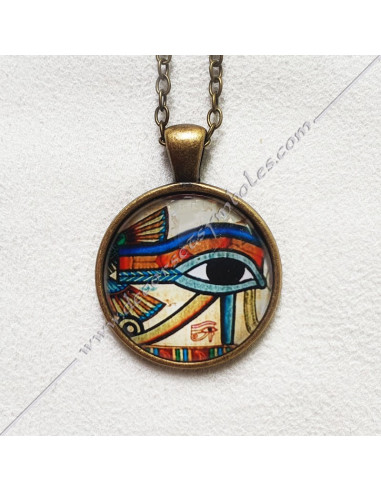 Collier Oudjat Oeil d'Horus peint Bijoux Maconniques