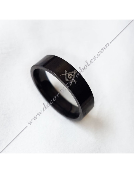 Anello Squadra e Compasso en Ceramique nero Gioielli