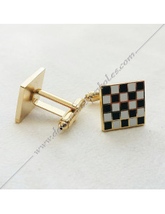 Masonic cufflinks with mosaic symbol black and white